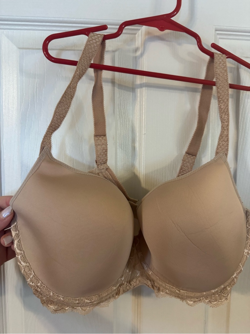 Simone Perele Beige Lace-Trim T-Shirt Bra
